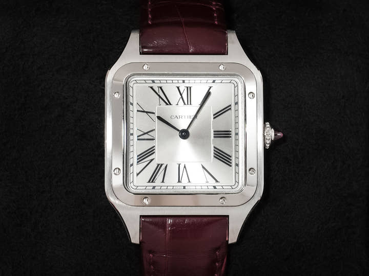 カルティエ サントス デュモン LM ル ブレジル Ref.WGSA0034 プラチナ シルバー文字盤 中古 ffchr57v