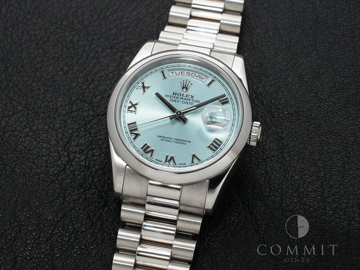 ロレックス デイデイト36 Ref.118206 プラチナ アイスブルー文字盤 中古 6x43o9we