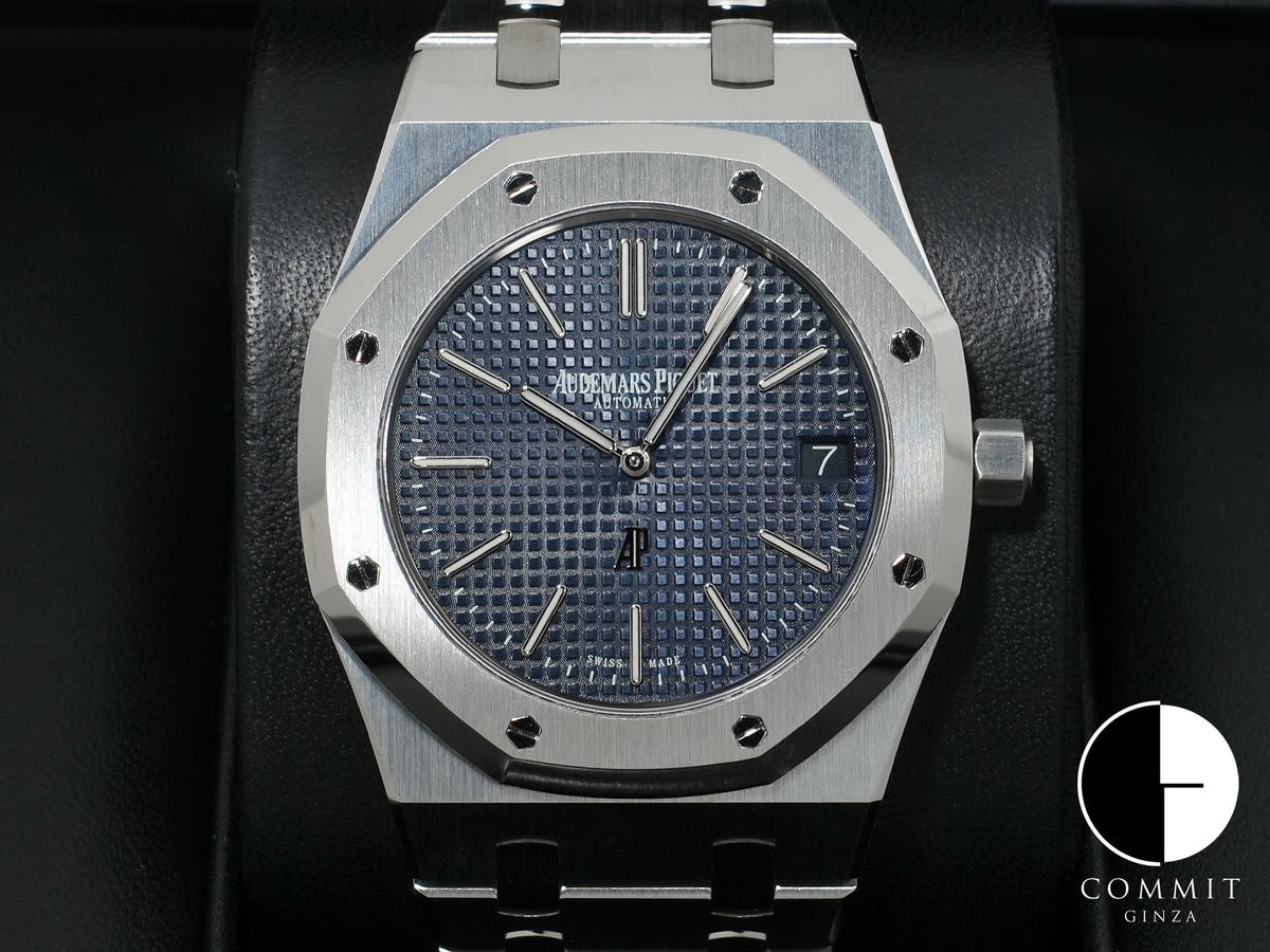 オーデマピゲ ロイヤルオーク ジャンボ エクストラ シン Ref.15202ST.OO.1240ST.01 ステンレススチール ブルー文字盤 極美品 e54twpmj