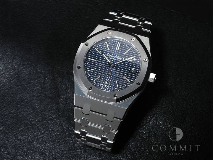 オーデマピゲ ロイヤルオーク ジャンボ エクストラ シン Ref.15202ST.OO.1240ST.01 ステンレススチール ブルー文字盤 極美品 e54twpmj
