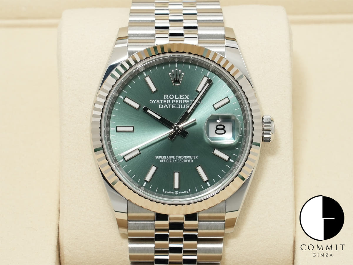 ロレックス デイトジャスト36 Ref.126234 ステンレススチール/ホワイトゴールド ミントグリーン文字盤 ジュビリーブレスレット 未使用 syqphj6d