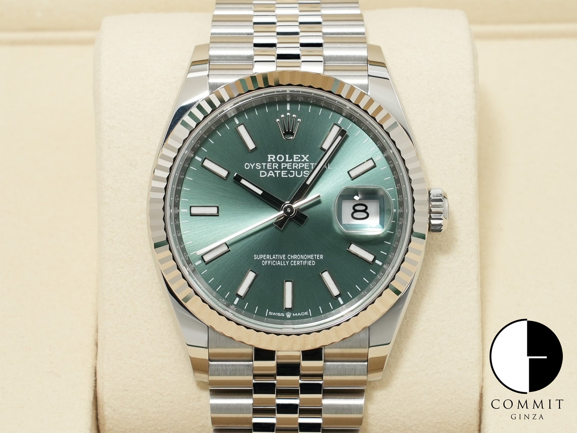 ロレックス デイトジャスト36 Ref.126234 ステンレススチール/ホワイトゴールド ミントグリーン文字盤 ジュビリーブレスレット 未使用 syqphj6d