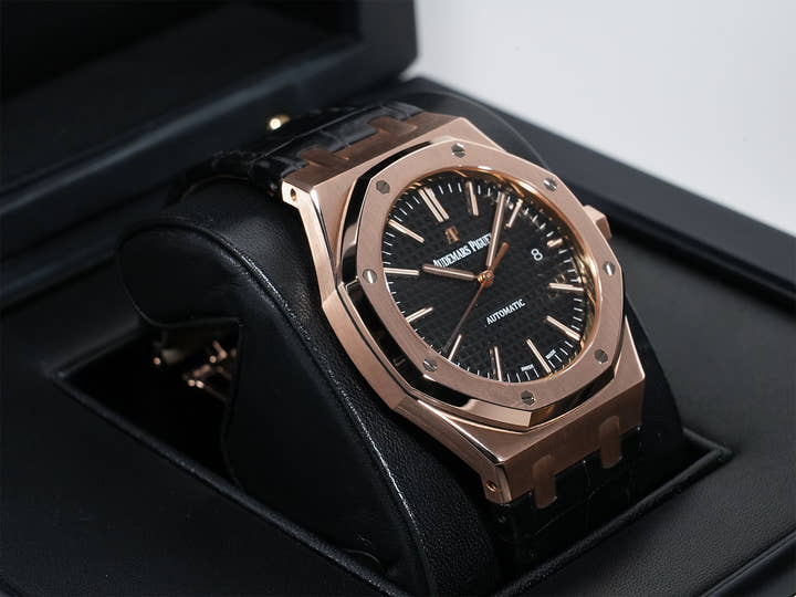 オーデマピゲ ロイヤルオーク Ref.15400OR.OO.D002CR.01 ピンクゴールド ブラック文字盤 美品 5b4i2fis