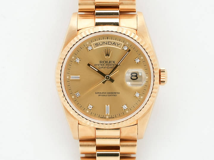 ロレックス デイデイト36 Ref.18238A イエローゴールド シャンパンx10Pダイヤ文字盤 中古 83t9gpuh