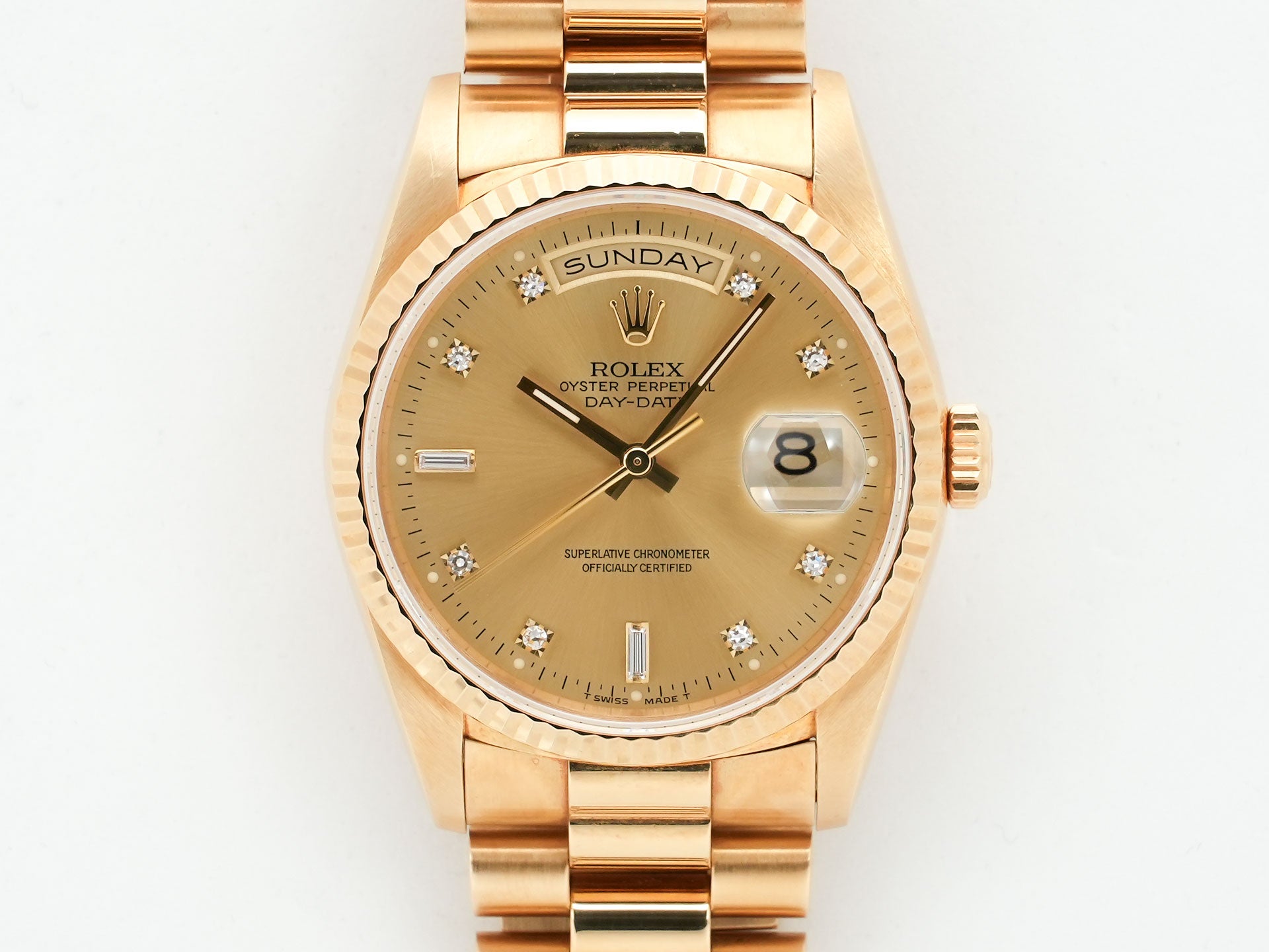 ロレックス デイデイト36 Ref.18238A イエローゴールド シャンパンx10Pダイヤ文字盤 中古 83t9gpuh