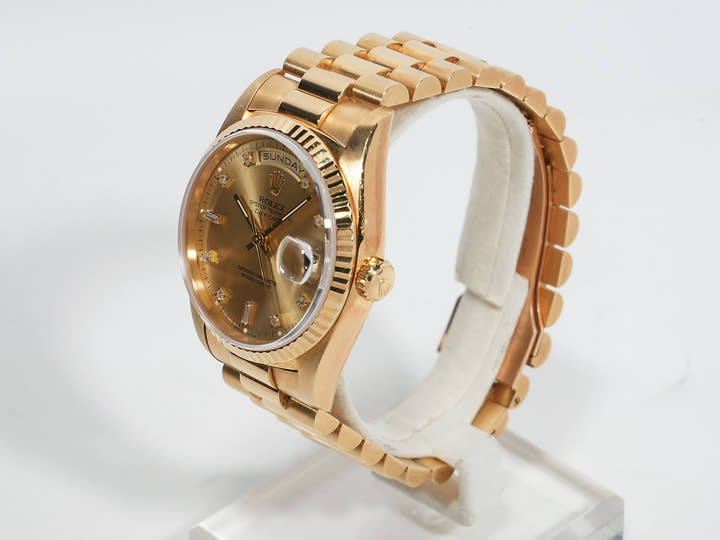 ロレックス デイデイト36 Ref.18238A イエローゴールド シャンパンx10Pダイヤ文字盤 中古 83t9gpuh