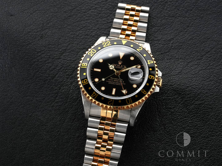 ロレックス GMTマスターII TIFFANY&CO. Ref.16713 ステンレススチール/イエローゴールド ブラック文字盤 美中古 vjff9ry7