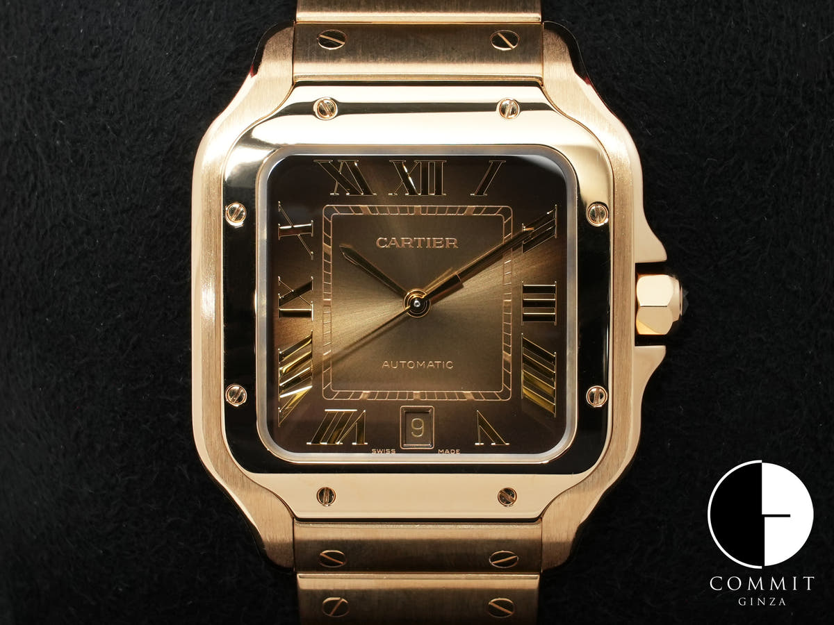 カルティエ サントス ドゥ カルティエ Ref.WGSA0095 イエローゴールド スモーキーブラウン文字盤 美中古 unk8dty2