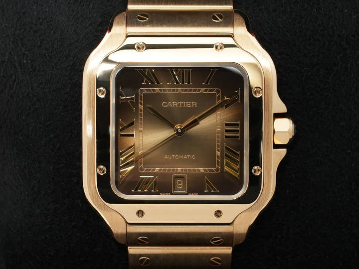 カルティエ サントス ドゥ カルティエ Ref.WGSA0095 イエローゴールド スモーキーブラウン文字盤 美中古 unk8dty2