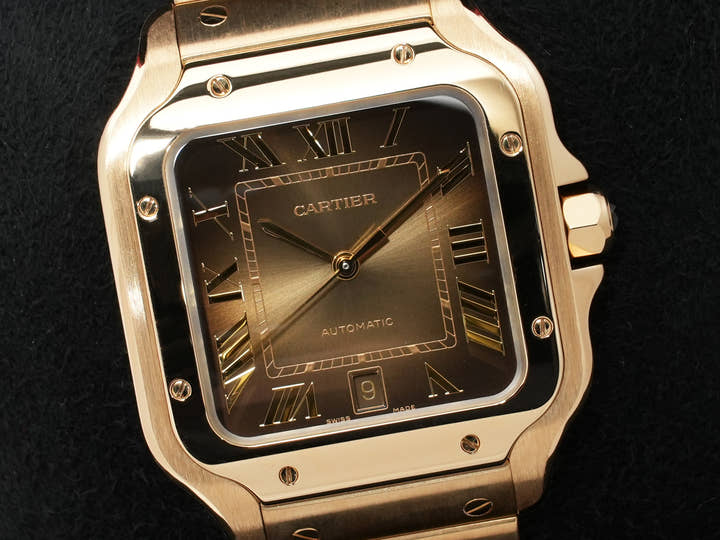 カルティエ サントス ドゥ カルティエ Ref.WGSA0095 イエローゴールド スモーキーブラウン文字盤 美中古 unk8dty2