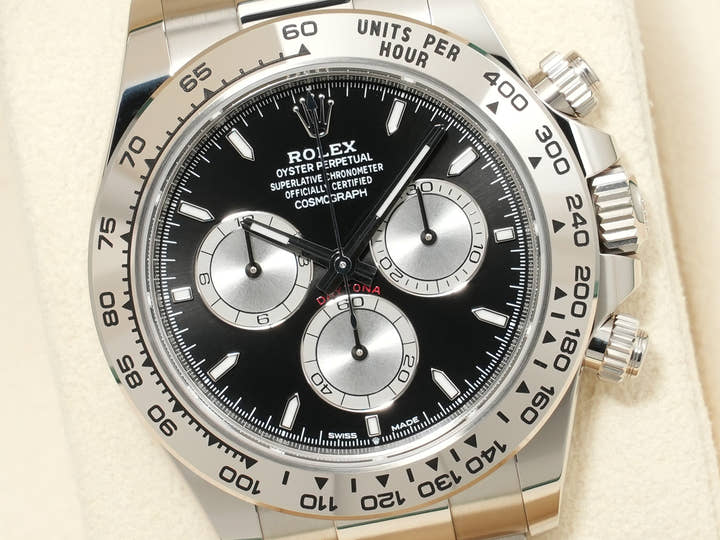 Rolex Daytona Ref. 126509 White Gold with Bright Black and Steel Dial, Unused, zs5f9ns3
