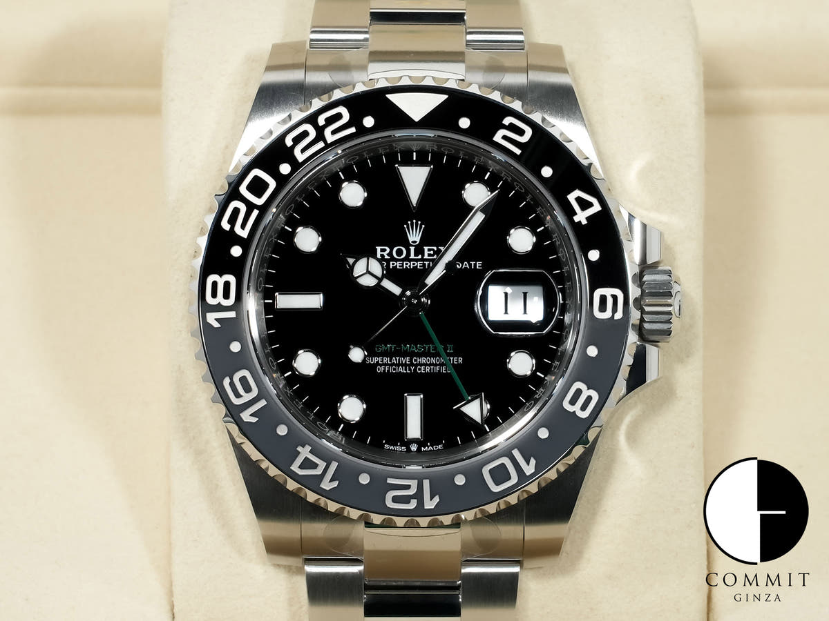 Rolex GMT-Master II Ref. 126710GRNR Stainless Steel Black Dial Oyster Bracelet Unused qsf495se