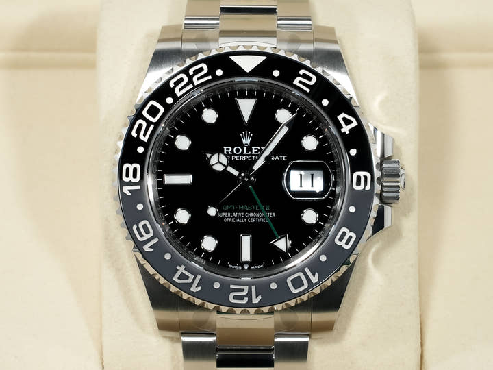 Rolex GMT-Master II Ref. 126710GRNR Stainless Steel Black Dial Oyster Bracelet Unused qsf495se
