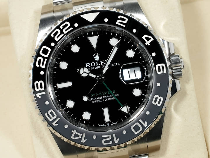 Rolex GMT-Master II Ref. 126710GRNR Stainless Steel Black Dial Oyster Bracelet Unused qsf495se