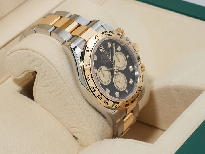 ロレックス デイトナ Ref.126503G ステンレススチール/イエローゴールド ブラックxゴールデンx8Pダイヤ文字盤 中古 wxiyhapz