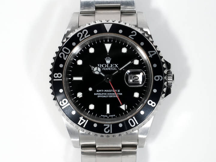 Pre-owned Rolex GMT-Master II Ref. 16710 Stainless Steel Black Dial Oyster Bracelet ak5m8h2w