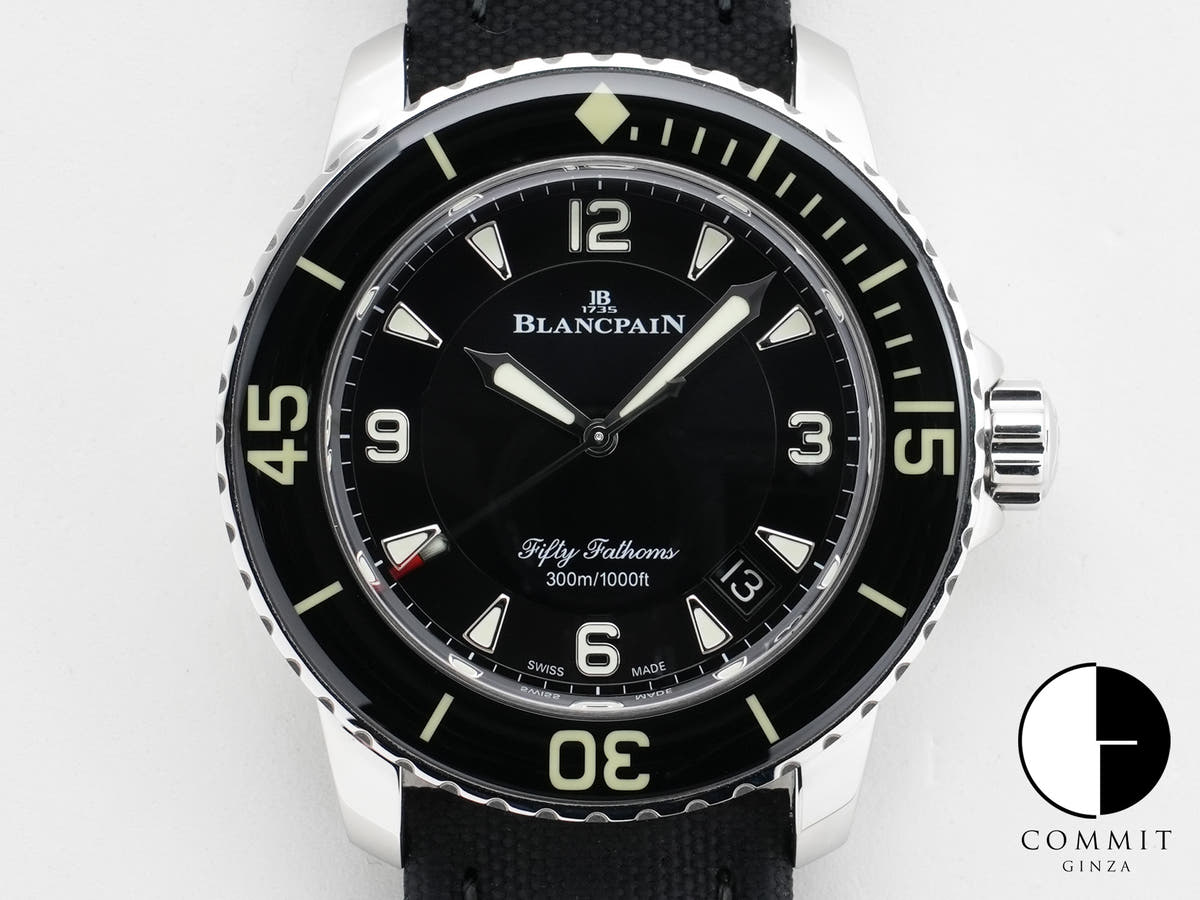 ブランパン フィフティ ファゾムス オートマティック Ref.5015-1130-52A ステンレススチール ブラック文字盤 美中古 m9n9fvf6