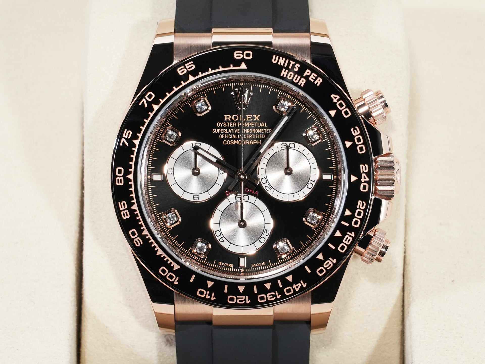 ロレックス デイトナ Ref.126515LN エバーローズゴールド ブライトブラックxサンダストx8Pダイヤ文字盤 未使用 p3a35g67