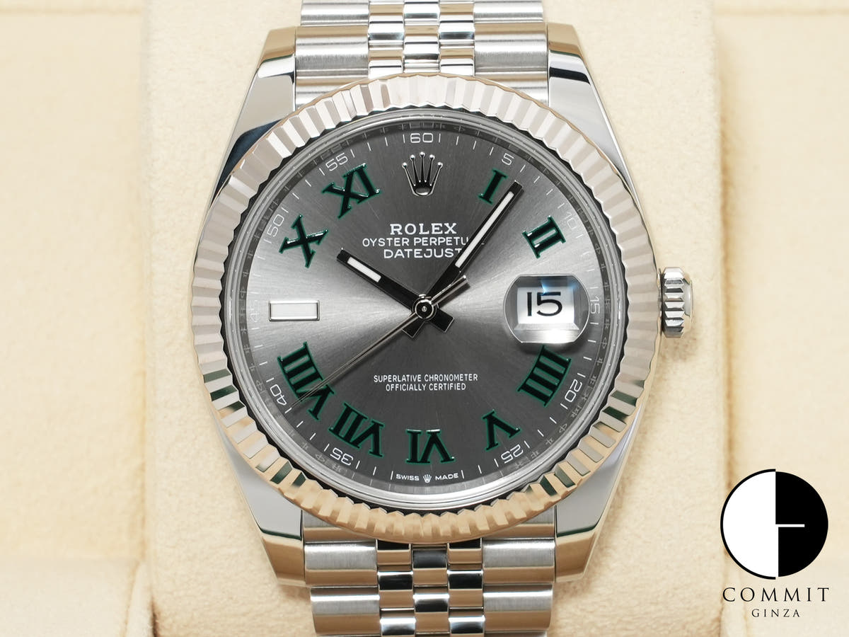 ロレックス デイトジャスト41 Ref.126334 ステンレススチール/ホワイトゴールド スレートローマン文字盤 ジュビリーブレスレット 美中古 fkhg33sc
