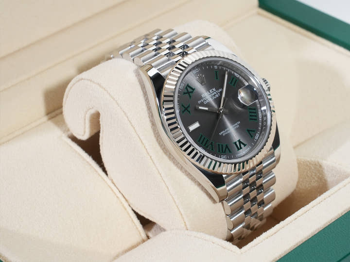 ロレックス デイトジャスト41 Ref.126334 ステンレススチール/ホワイトゴールド スレートローマン文字盤 ジュビリーブレスレット 美中古 fkhg33sc