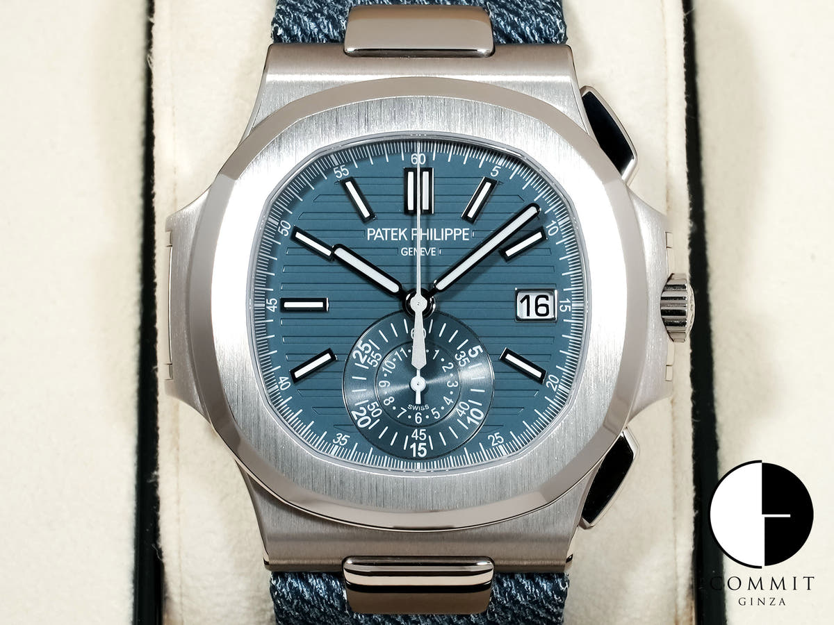 パテックフィリップ ノーチラス クロノグラフ Ref.5980/60G-001 ホワイトゴールド ブルーグレー オパーリン文字盤 極美品 ixi88quz