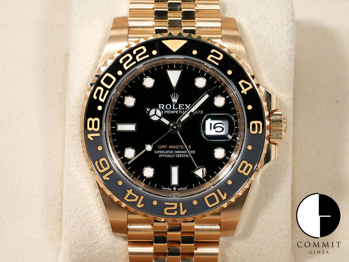 ロレックス GMTマスターII Ref.126718GRNR イエローゴールド ブラック文字盤 ジュビリーブレスレット 美品 qanjf5fw