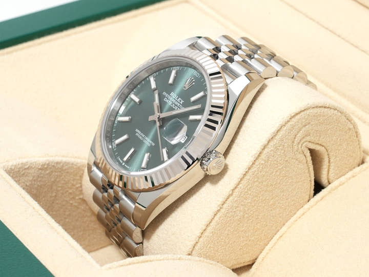 ロレックス デイトジャスト41 Ref.126334 ステンレススチール/ホワイトゴールド ミントグリーン文字盤 ジュビリーブレスレット 未使用 fo5v8ybz