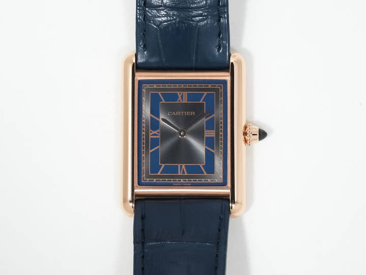カルティエ タンク ルイ カルティエ LM Ref.WGTA0058 ローズゴールド グレー×ブルー文字盤 中古 tebfn8eo