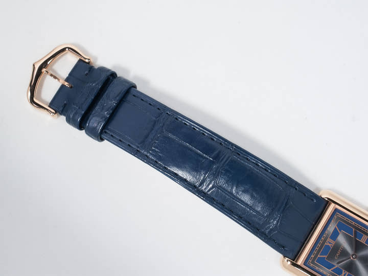 カルティエ タンク ルイ カルティエ LM Ref.WGTA0058 ローズゴールド グレー×ブルー文字盤 中古 tebfn8eo