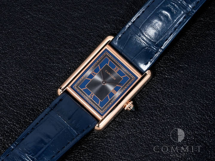 カルティエ タンク ルイ カルティエ LM Ref.WGTA0058 ローズゴールド グレー×ブルー文字盤 中古 tebfn8eo