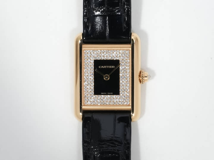カルティエ タンク ルイ カルティエ SM Ref.WGTA0269 イエローゴールド ブラック×パヴェダイヤ文字盤 中古 wvd5ound