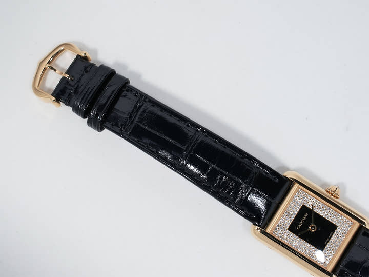 カルティエ タンク ルイ カルティエ SM Ref.WGTA0269 イエローゴールド ブラック×パヴェダイヤ文字盤 中古 wvd5ound