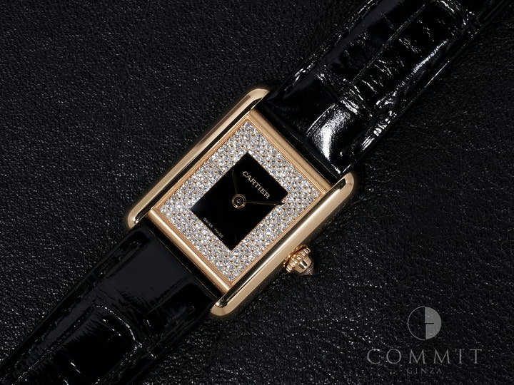 カルティエ タンク ルイ カルティエ SM Ref.WGTA0269 イエローゴールド ブラック×パヴェダイヤ文字盤 中古 wvd5ound
