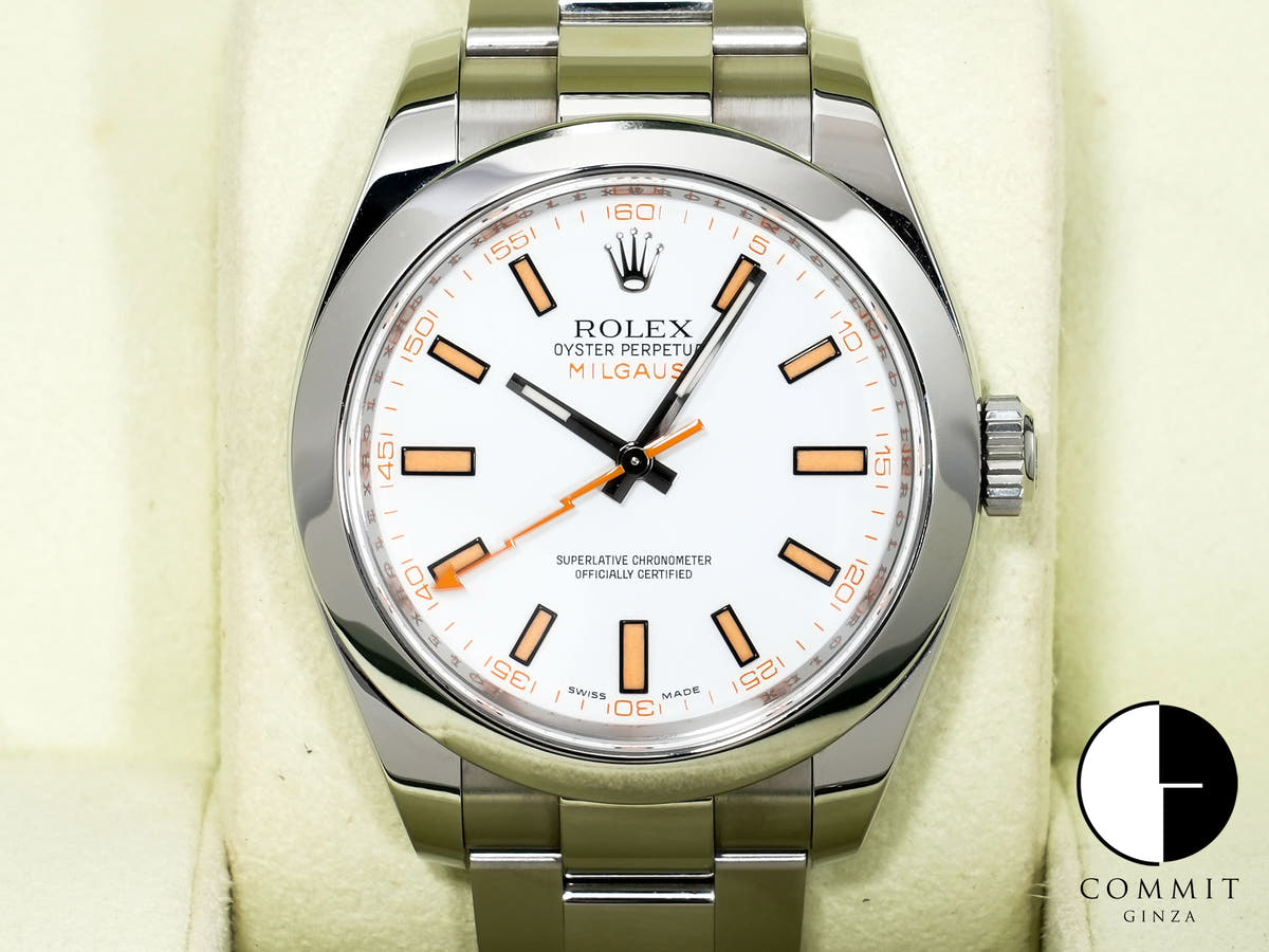 Rolex Milgauss Ref. 116400 Stainless Steel White Dial Excellent Condition Pre-Owned 2muvf7hd