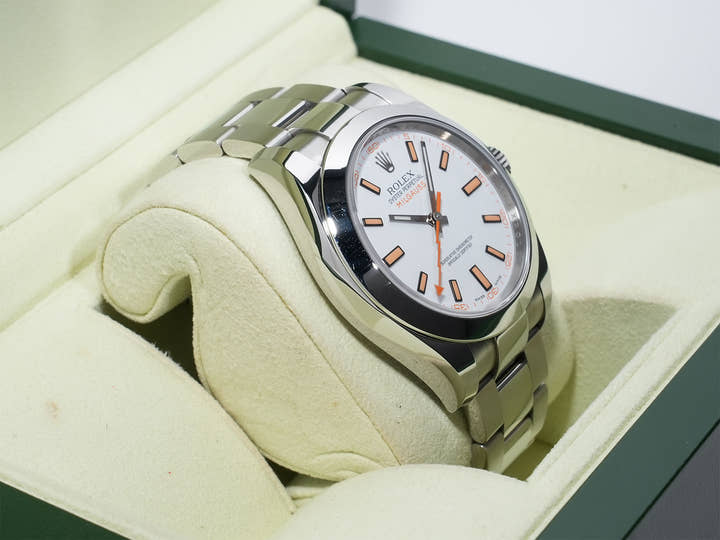 Rolex Milgauss Ref. 116400 Stainless Steel White Dial Excellent Condition Pre-Owned 2muvf7hd