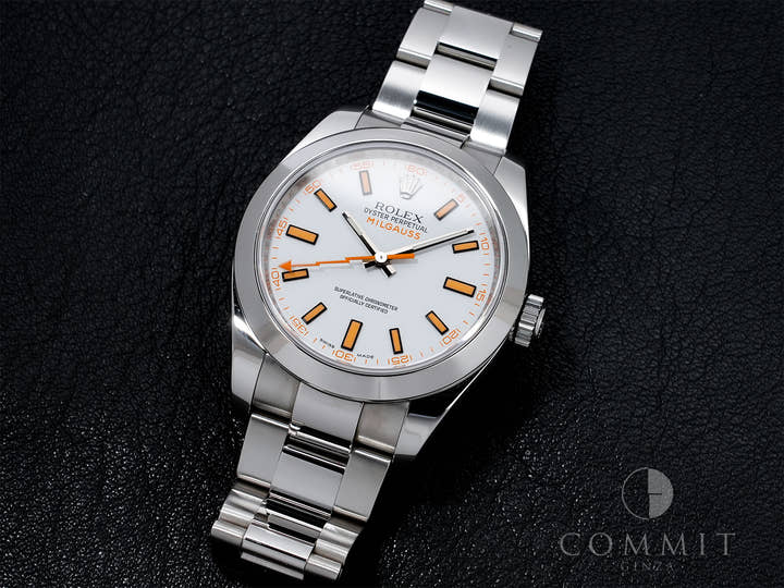 Rolex Milgauss Ref. 116400 Stainless Steel White Dial Excellent Condition Pre-Owned 2muvf7hd