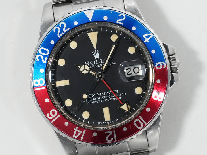 Pre-owned Rolex GMT-Master Ref. 16750 Stainless Steel Black Dial Oyster Bracelet t76optc5