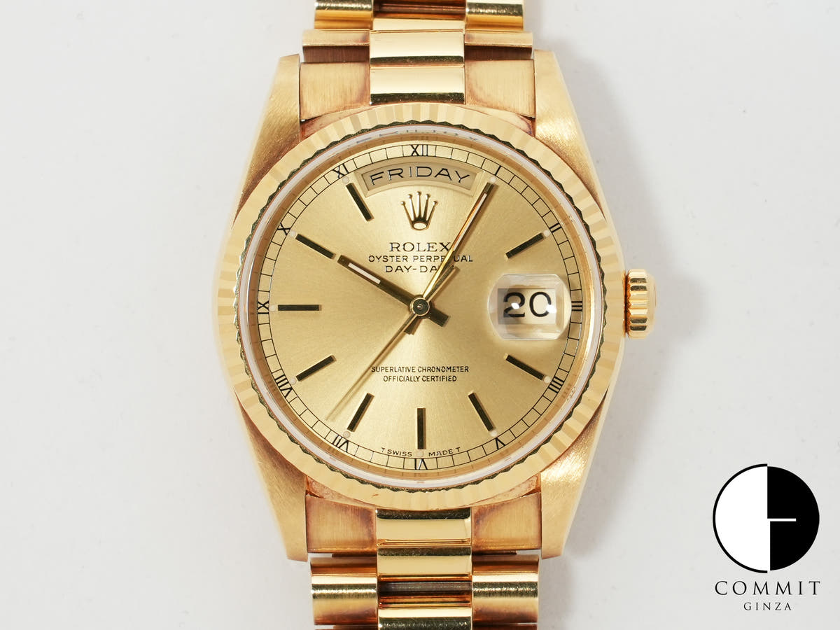Pre-owned Rolex Day-Date 36 Ref. 18238 Yellow Gold with Champagne Gold Dial (kcrefwof)