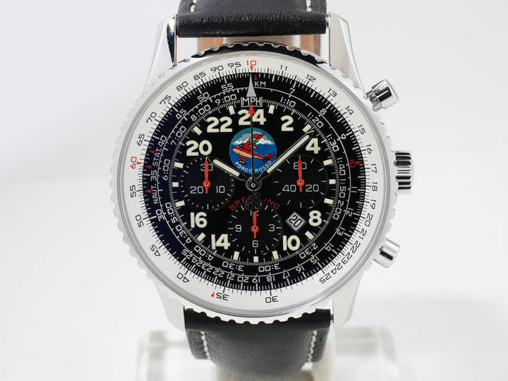 Breitling Navitimer Cosmonaut Flyback Porco Rosso Ref. A22322 Stainless Steel Black Dial Pre-owned s764x6ey