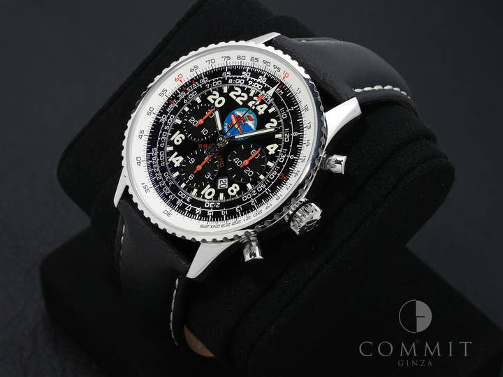 Breitling Navitimer Cosmonaut Flyback Porco Rosso Ref. A22322 Stainless Steel Black Dial Pre-owned s764x6ey