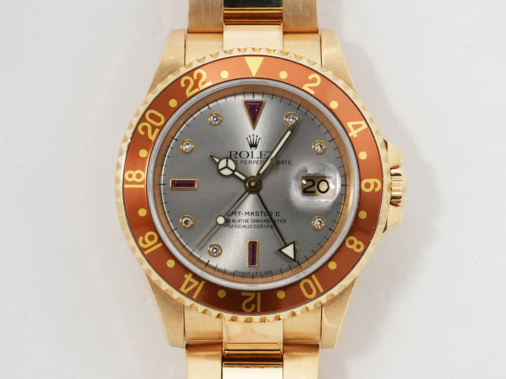 Rolex GMT-Master II Ref. 16718RG Yellow Gold Silver Dial Pre-owned zjxp5uad