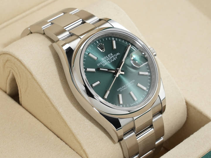 ロレックス デイトジャスト36 Ref.126200 ステンレススチール ミントグリーン文字盤 オイスターブレスレット 美中古 wdms9r9a