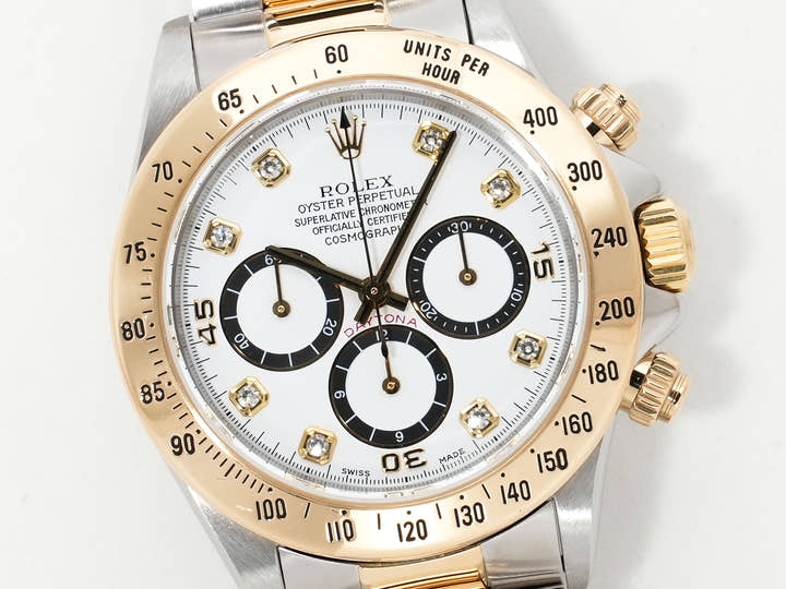 ロレックス デイトナ エルプリメロ Ref.16523G ステンレススチール/イエローゴールド ホワイト×8Pダイヤ文字盤 中古 y5udwi4g