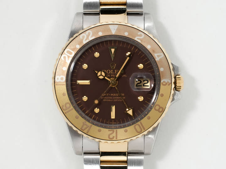 ロレックス GMTマスター Ref.1675/3 ステンレススチール/イエローゴールド ブラウン文字盤 オイスターブレスレット 中古 rjug2qu7