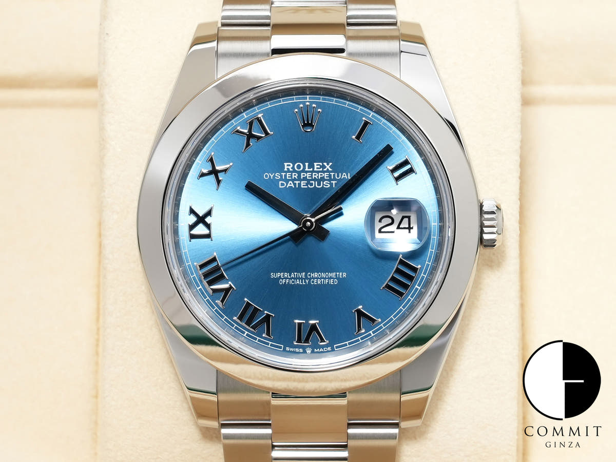 Rolex Datejust 41 Ref. 126300 Stainless Steel Azzurro Blue Dial Oyster Bracelet Excellent Condition jewf2srv