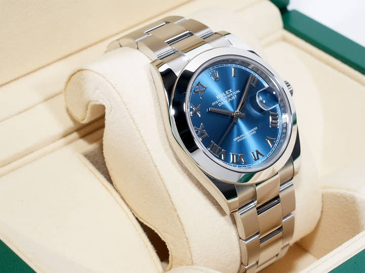 Rolex Datejust 41 Ref. 126300 Stainless Steel Azzurro Blue Dial Oyster Bracelet Excellent Condition jewf2srv