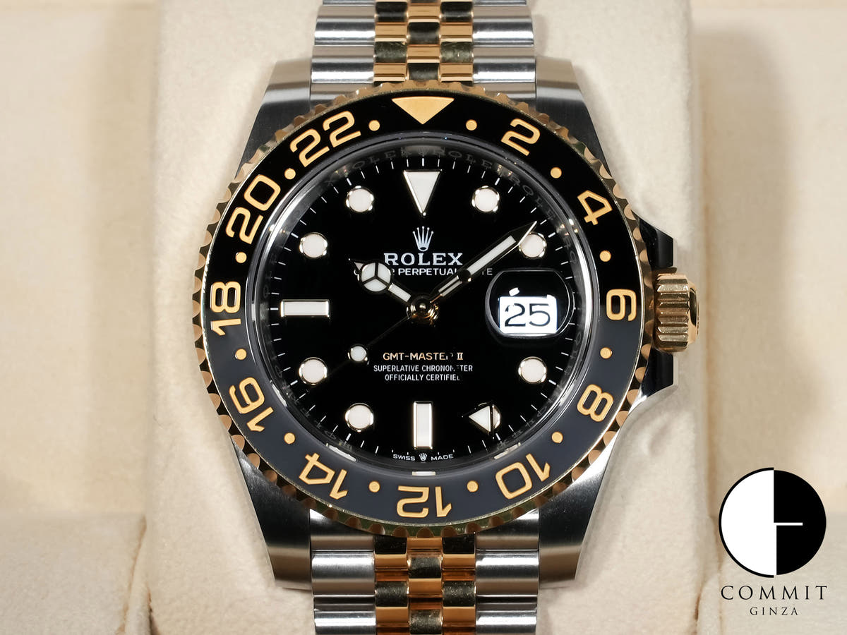 ロレックス GMTマスターII Ref.126713GRNR ステンレススチール/イエローゴールド ブラック文字盤 ジュビリーブレスレット 中古 sxiyh8b8