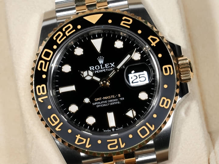 ロレックス GMTマスターII Ref.126713GRNR ステンレススチール/イエローゴールド ブラック文字盤 ジュビリーブレスレット 中古 sxiyh8b8