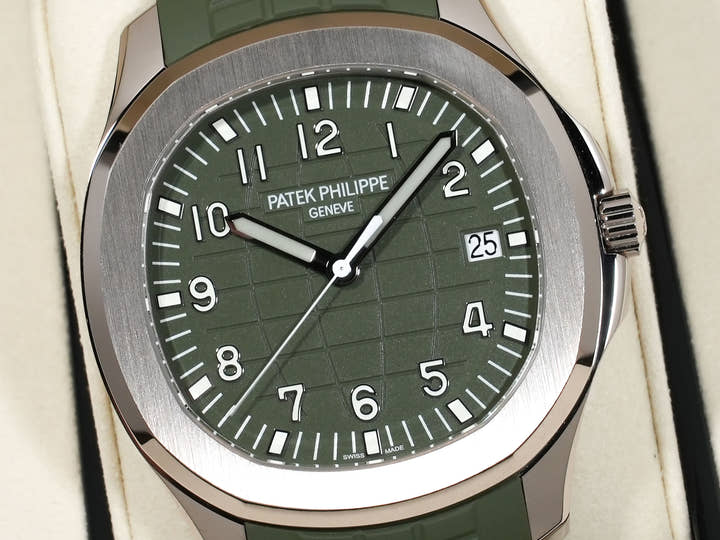 Patek Philippe Aquanaut Ref. 5168G-010 White Gold Khaki Green Dial Unused cf2b9hnj
