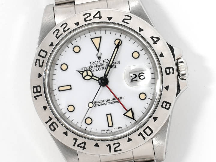 ロレックス エクスプローラーII Ref.16570 ステンレススチール ホワイト文字盤 オイスターブレスレット 中古 zigwaov5